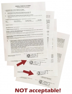 Apostille Tips - no stamping at the bottom of a page; CA apostille service marin apostilles